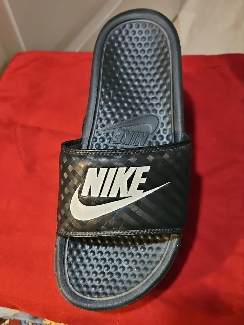 Nike Black Women's Slide Sandals with White Logo